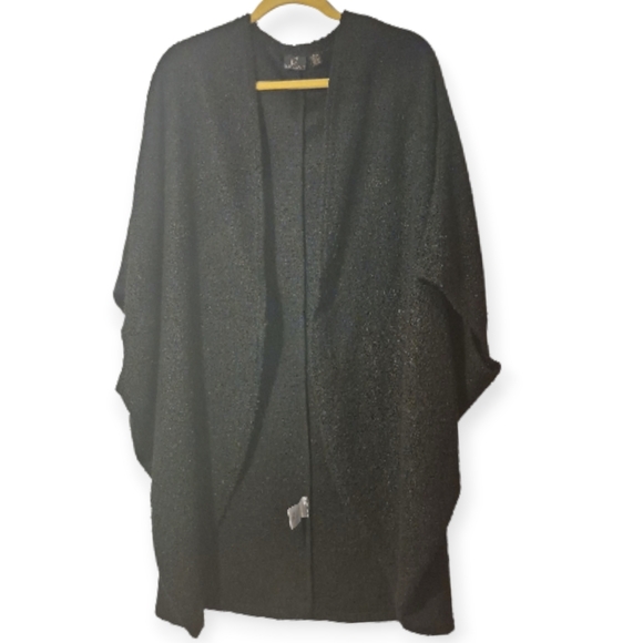 EZ By Nina Leonard Drapped Cocoon Cardigan Sz L Black - Picture 6 of 9